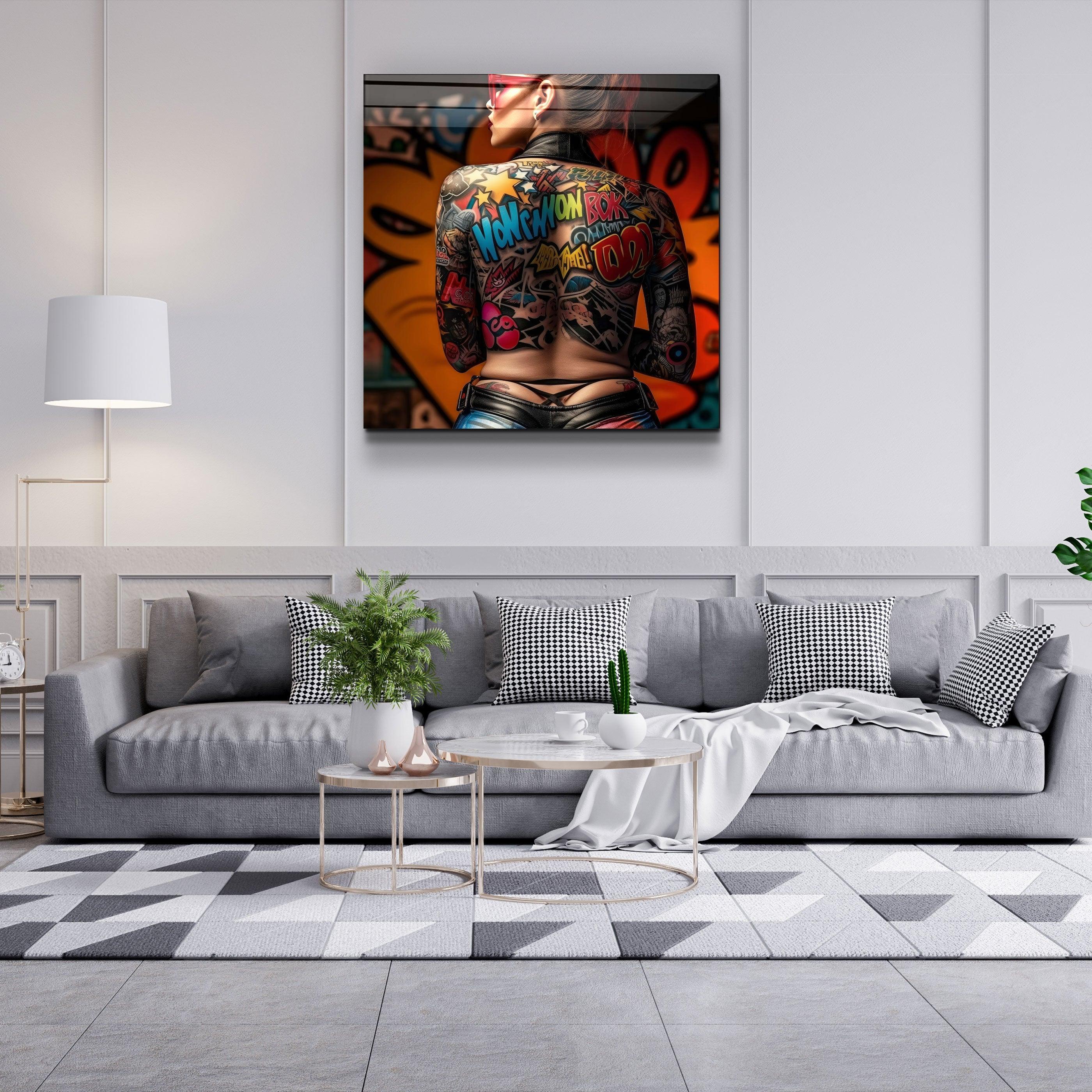 カーリー神 タトゥーフラッシュ アートパネル　ウッドウォールアート tattoo Tattooed v3 Glass Wall Art | ArtDesigna – Artdesigna