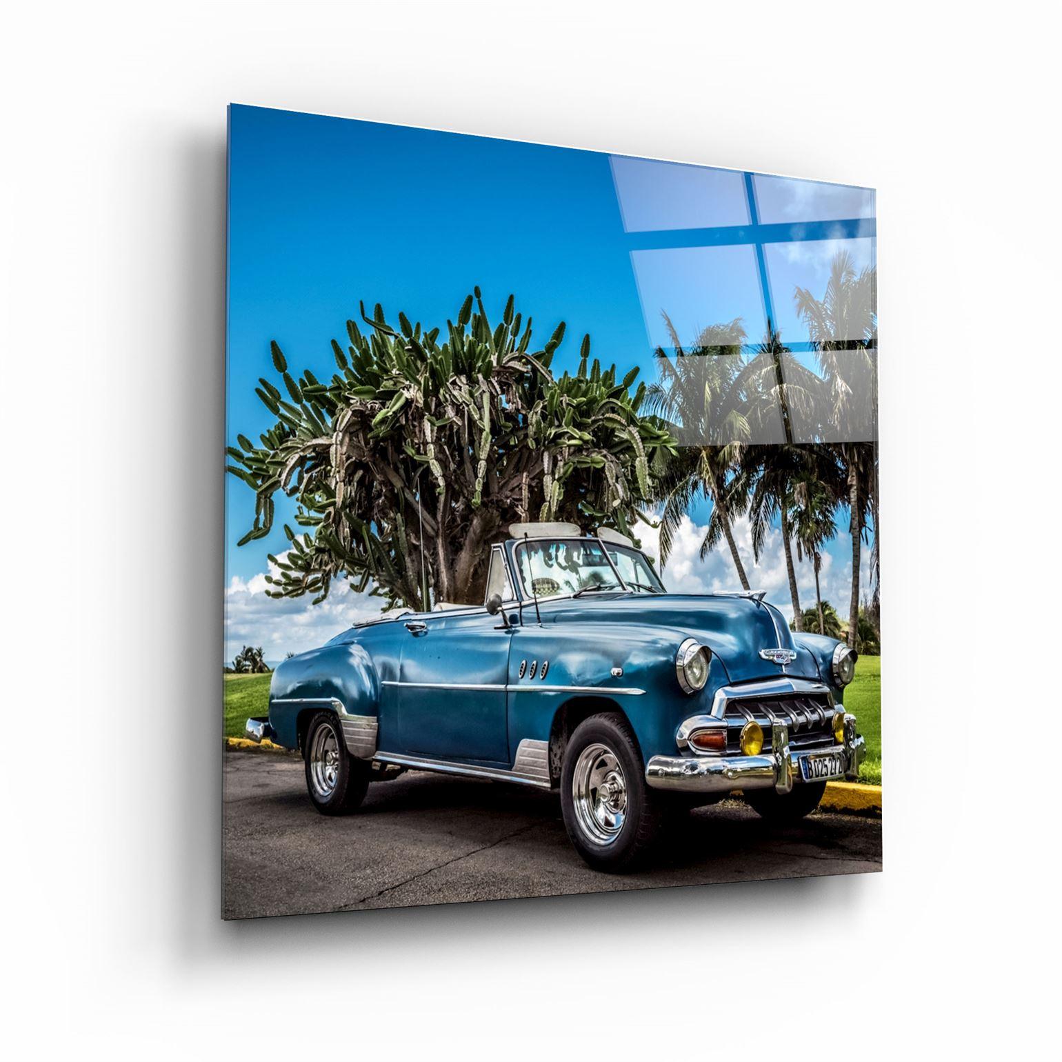 ・"Classic Blue Car"・Glass Wall Art - ArtDesigna Glass Printing Wall Art
