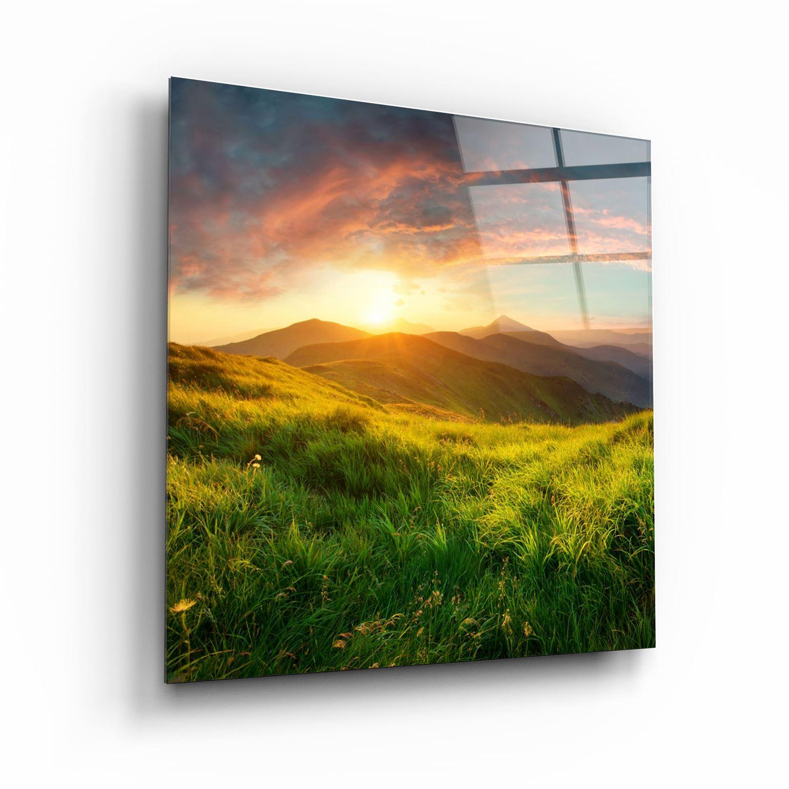 ・"Sunset Mountain"・Glass Wall Art - ArtDesigna Glass Printing Wall Art