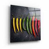・"Colorful Peppers"・Glass Wall Art