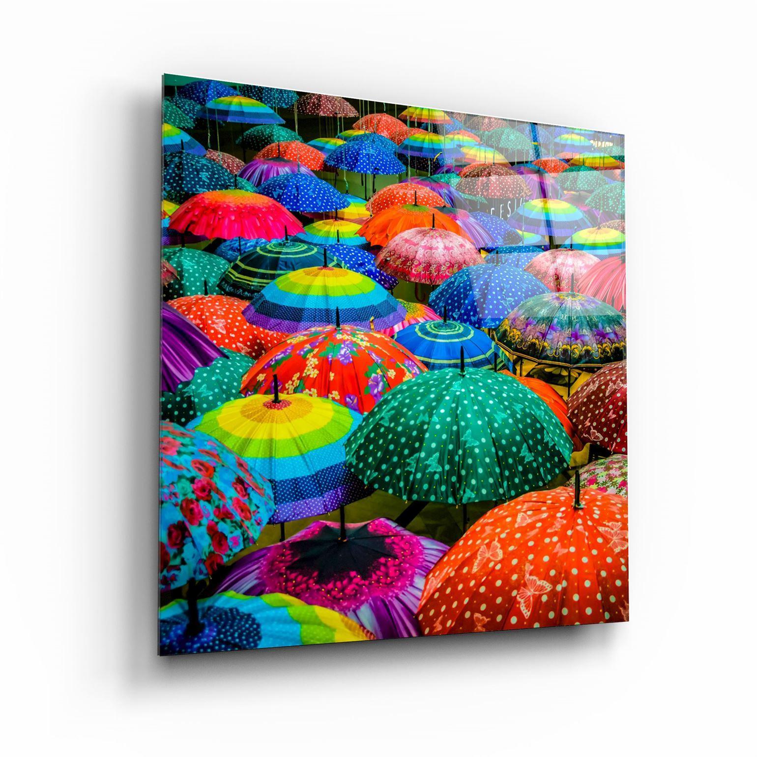 ・"Colorful Umbrellas"・Glass Wall Art - ArtDesigna Glass Printing Wall Art