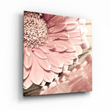 ・"Blush Gerbera Reflection"・Glass Wall Art