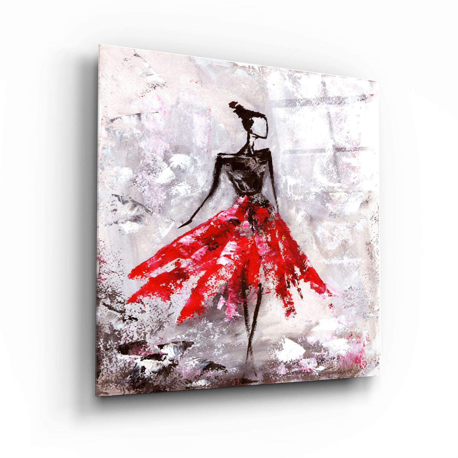 ・"Woman (Red)"・Glass Wall Art - ArtDesigna Glass Printing Wall Art