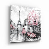 Pink Blossoms and Paris | Glass Wall Art