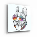 ・"Funny Dog Drawn"・Glass Wall Art