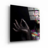 Schimmerndes Yoga – Glasbild