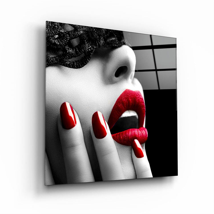 ・"Red Lips"・Glass Wall Art - ArtDesigna Glass Printing Wall Art