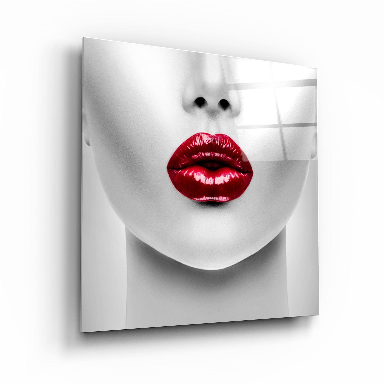 ・"Red Lips"・Glass Wall Art - ArtDesigna Glass Printing Wall Art