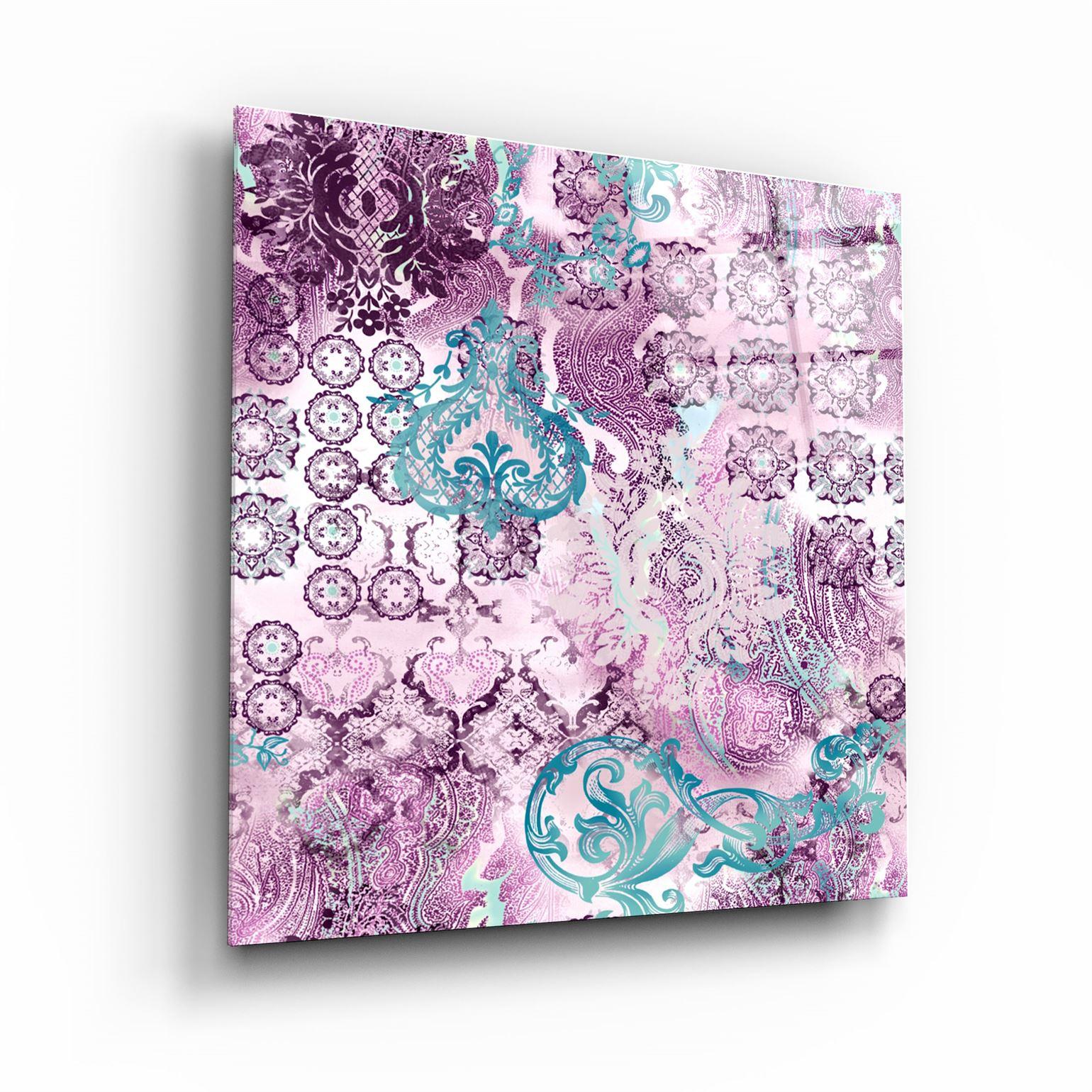 ・"Purple Damask"・Glass Wall Art - ArtDesigna Glass Printing Wall Art