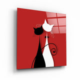 Cats in Love - Glass Wall Art