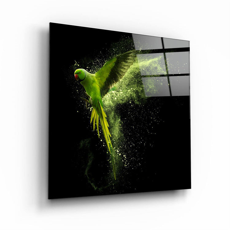 ・"Green Parrot"・Glass Wall Art - ArtDesigna Glass Printing Wall Art