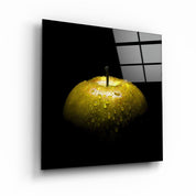 ・"Yellow Apple"・Glass Wall Art - ArtDesigna Glass Printing Wall Art