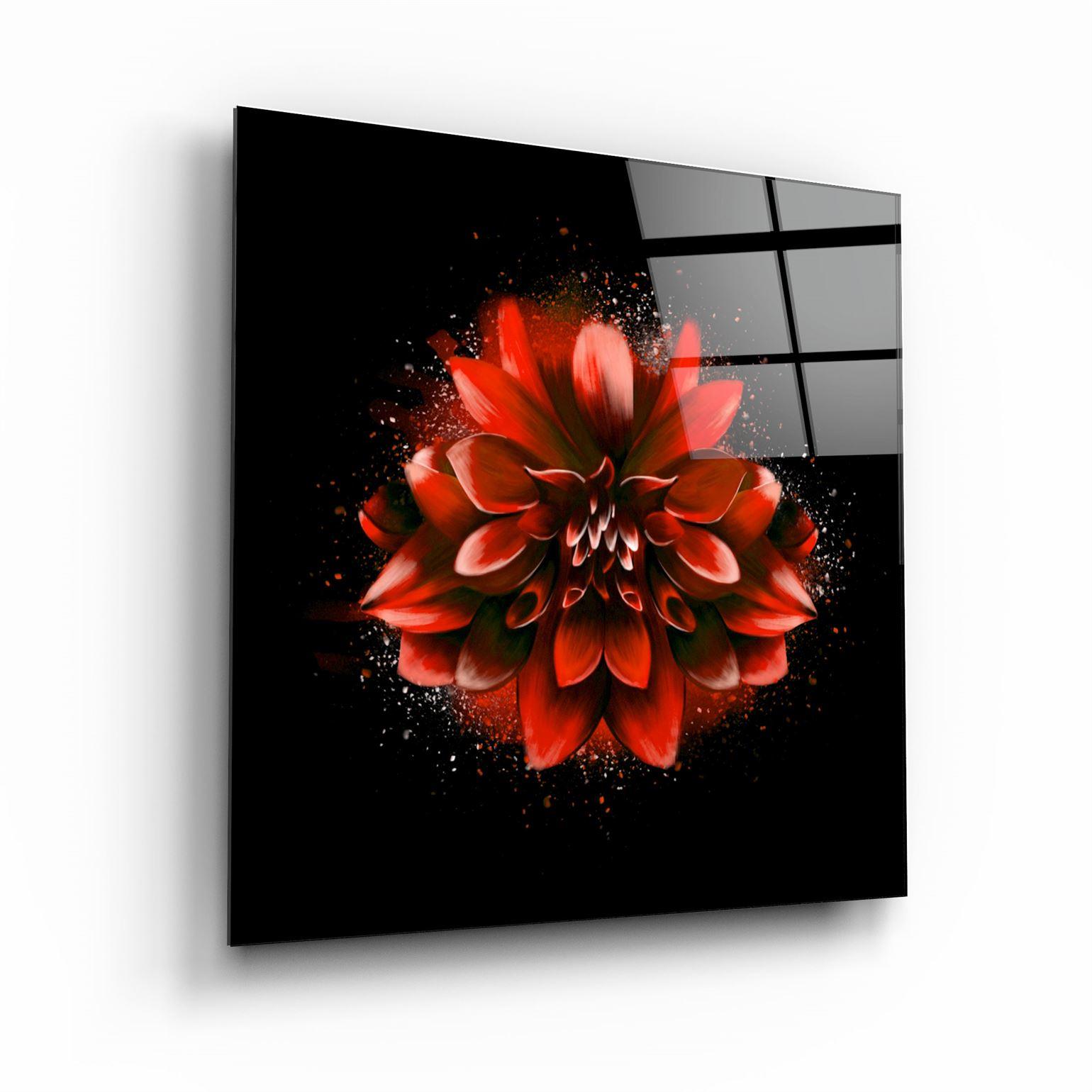 ・"Red Flower"・Glass Wall Art - ArtDesigna Glass Printing Wall Art