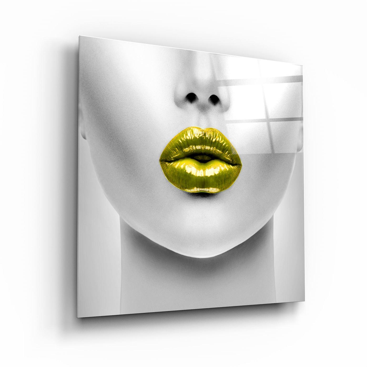 ・"Yellow Lips"・Glass Wall Art - ArtDesigna Glass Printing Wall Art