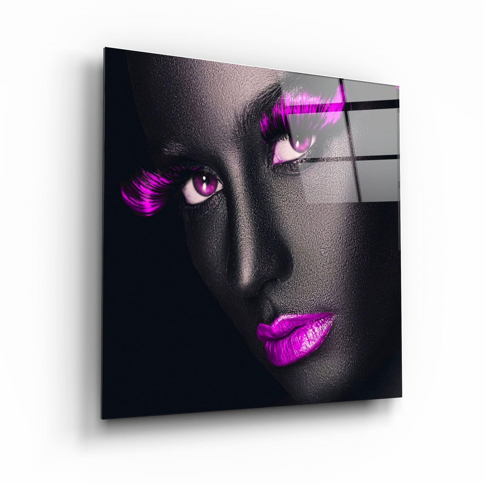 ・"Pink Lips and Eyes"・Glass Wall Art - ArtDesigna Glass Printing Wall Art