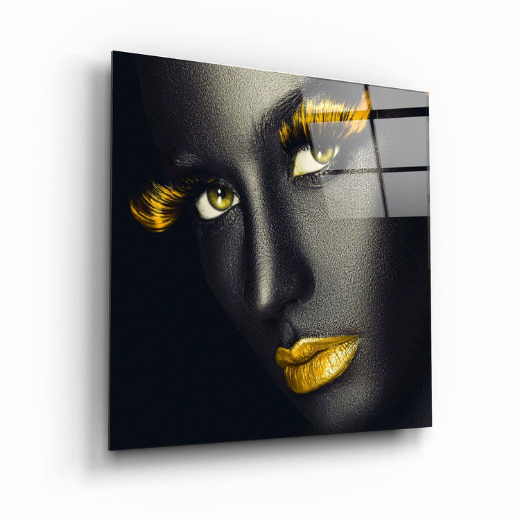 ・"Yellow Lips and Eyes"・Glass Wall Art - ArtDesigna Glass Printing Wall Art