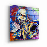 Abstrakter Musiker – Glasbild