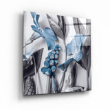 ・"Blue Flowers"・Glass Wall Art