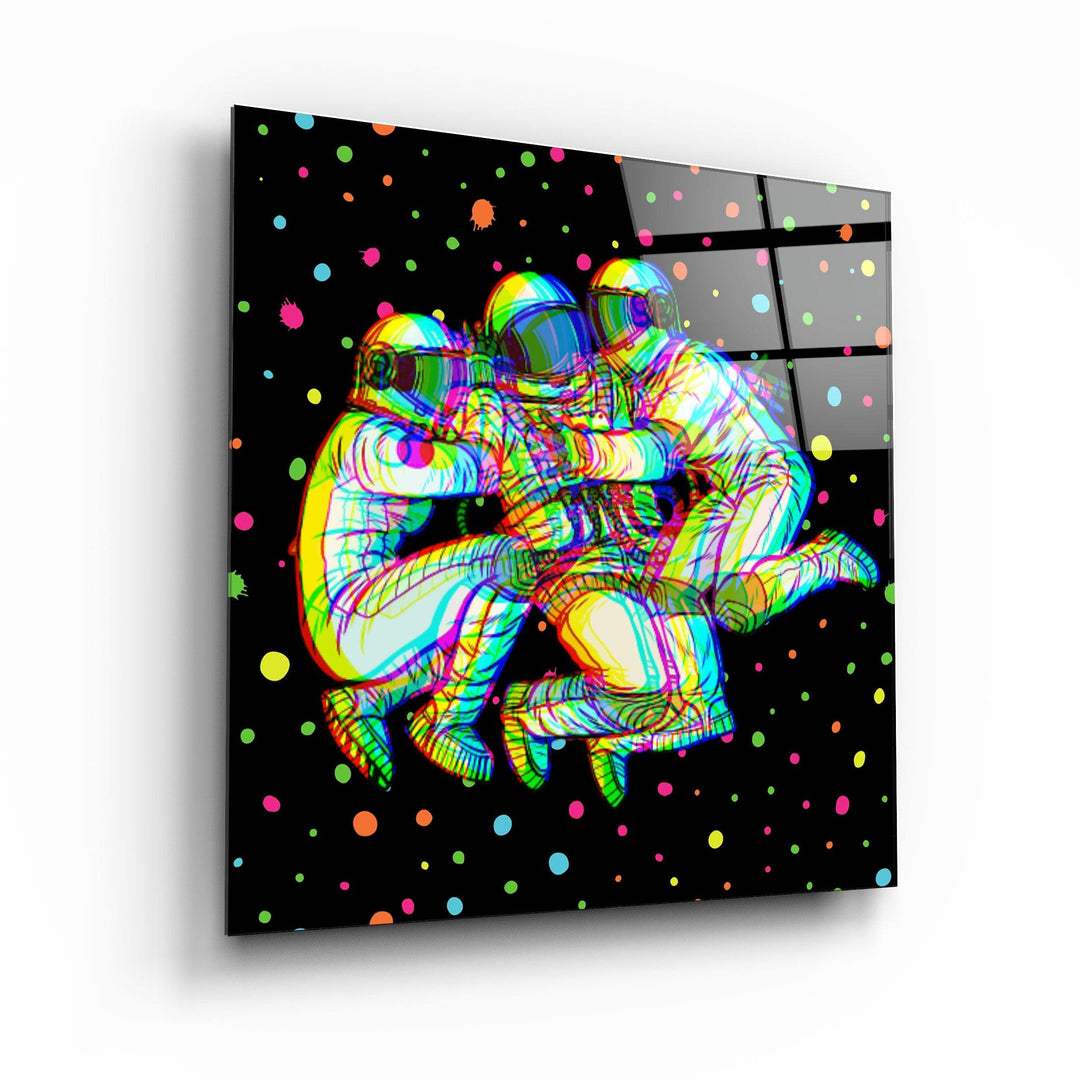 ・"Colorful Cartoon Astronauts"・Glass Wall Art - ArtDesigna Glass Printing Wall Art