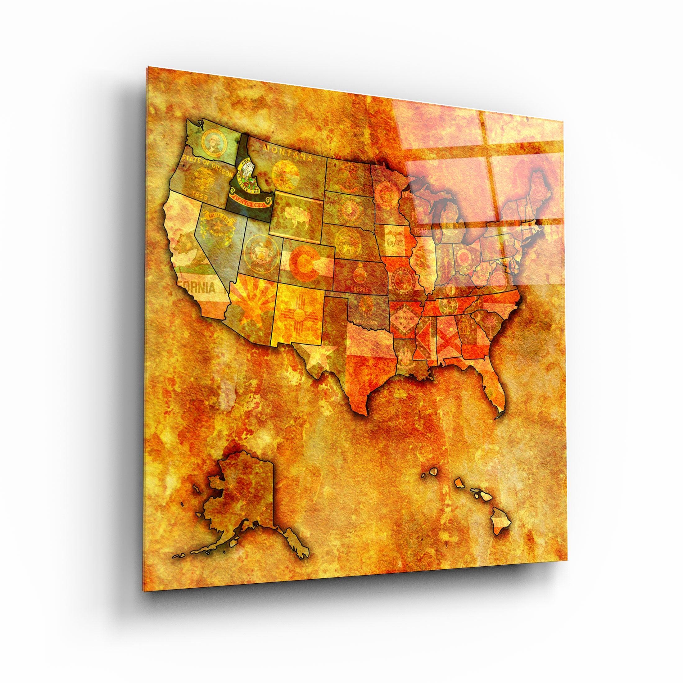 ・"Vintage Map US - Idaho"・Glass Wall Art - ArtDesigna Glass Printing Wall Art