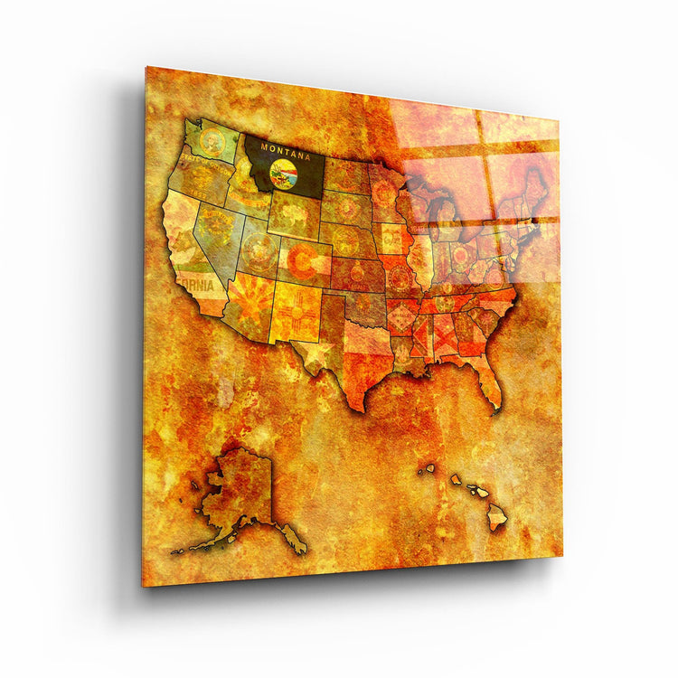 ・"Vintage Map US - Montana"・Glass Wall Art - ArtDesigna Glass Printing Wall Art