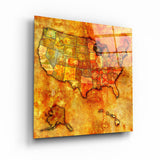 ・"Vintage Map US - Wisconsin"・Glass Wall Art