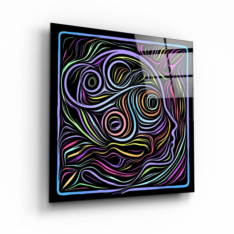 ・"Rainbow Line Faces V3"・Glass Wall Art - ArtDesigna Glass Printing Wall Art