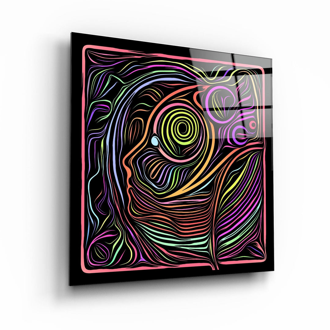 ・"Rainbow Line Faces V5"・Glass Wall Art - ArtDesigna Glass Printing Wall Art