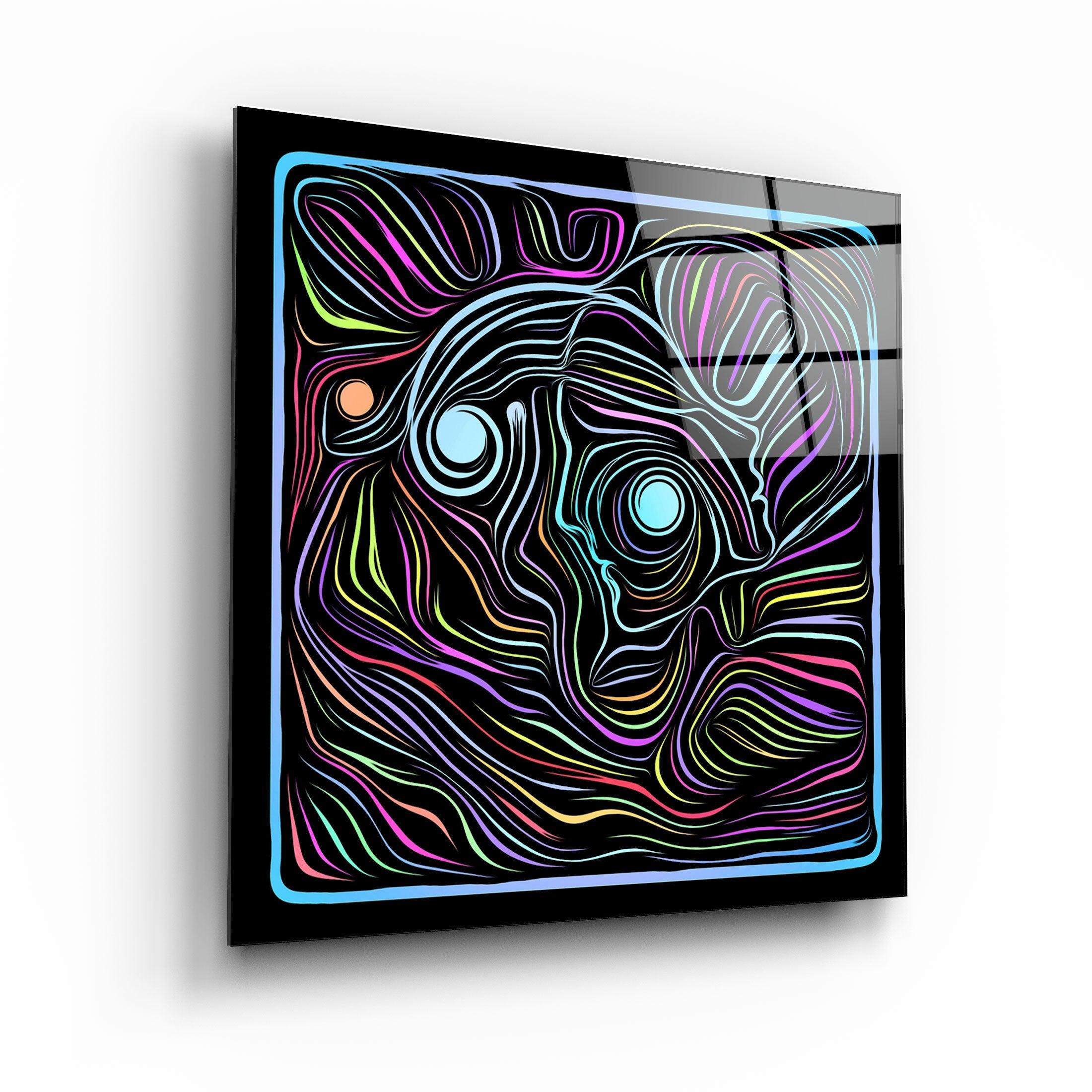 ・"Rainbow Line Faces V6"・Glass Wall Art - ArtDesigna Glass Printing Wall Art