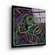 ・"Rainbow Line Faces V7"・Glass Wall Art - ArtDesigna Glass Printing Wall Art