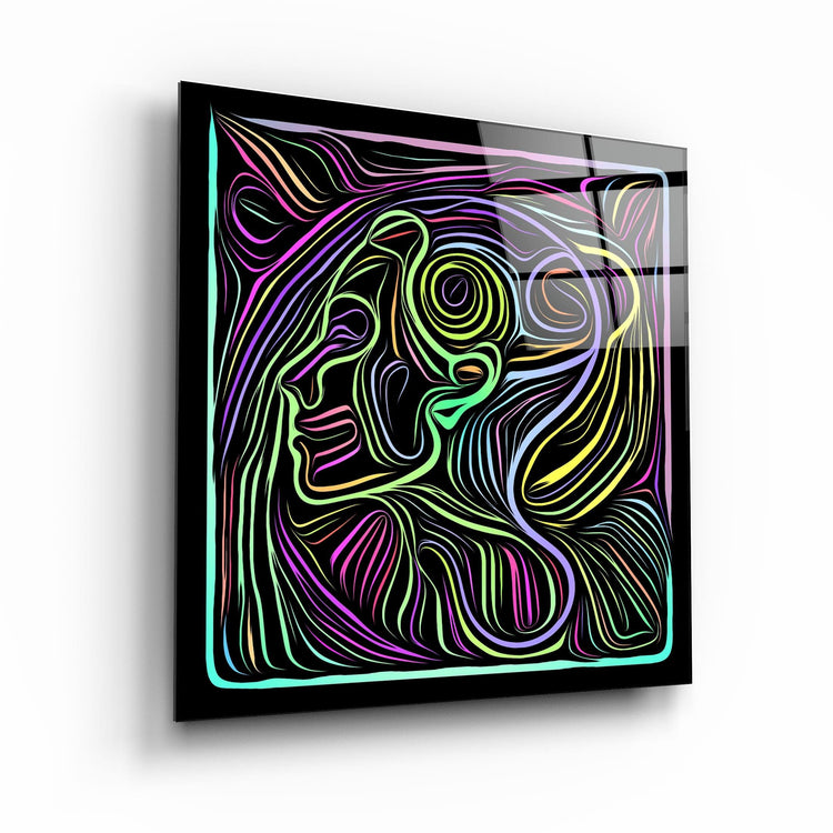 ・"Rainbow Line Faces V7"・Glass Wall Art - ArtDesigna Glass Printing Wall Art