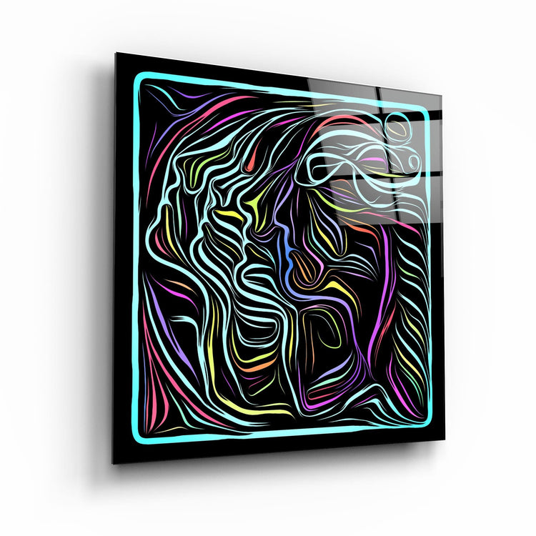 ・"Rainbow Line Faces V8"・Glass Wall Art - ArtDesigna Glass Printing Wall Art