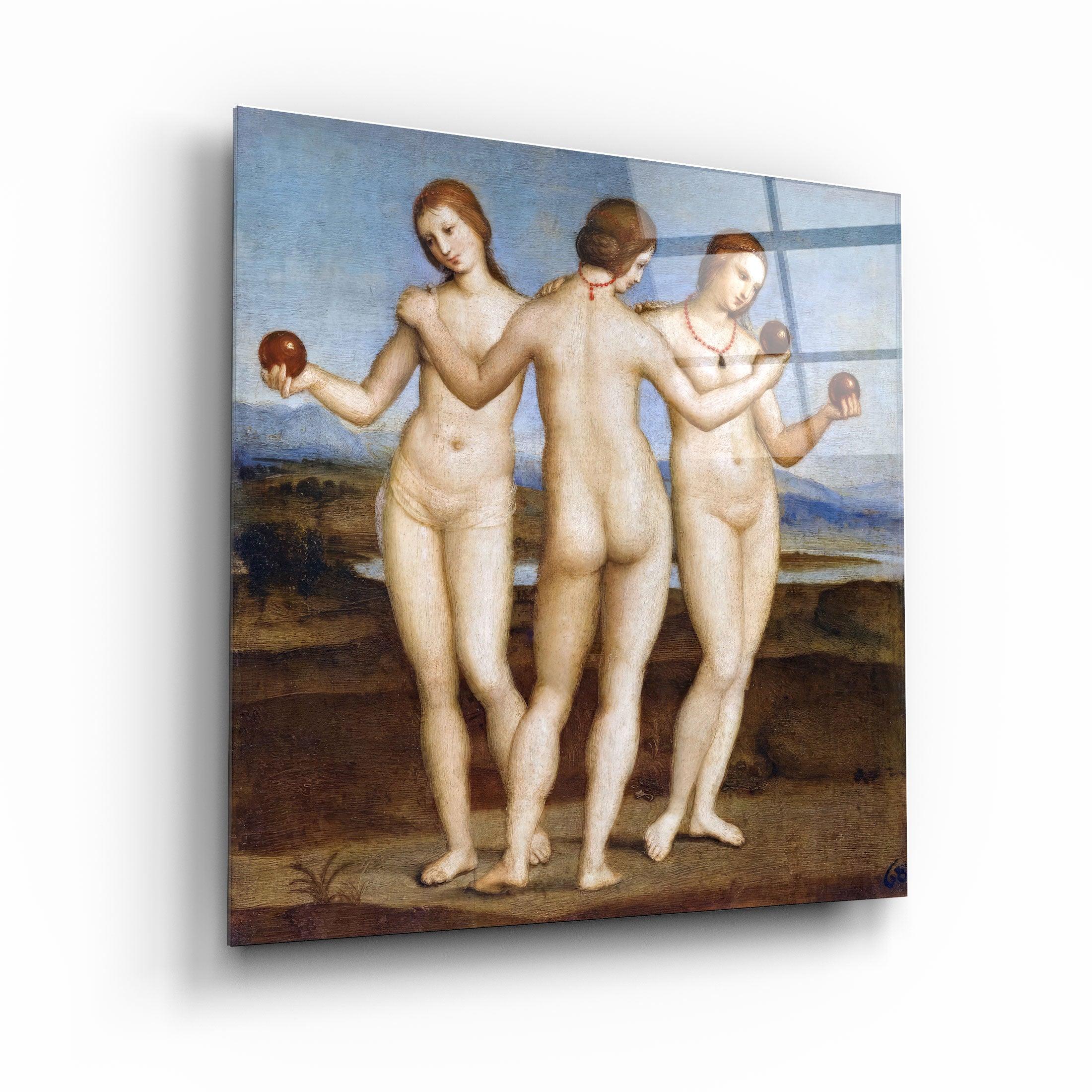 ."Raphael's Three Graces (1504)". Glass Wall Art - ArtDesigna Glass Printing Wall Art