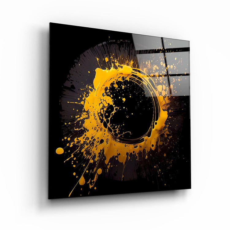 ."Paint Splash Ring-Yellow". Designer's Collection Glass Wall Art - ArtDesigna Glass Printing Wall Art