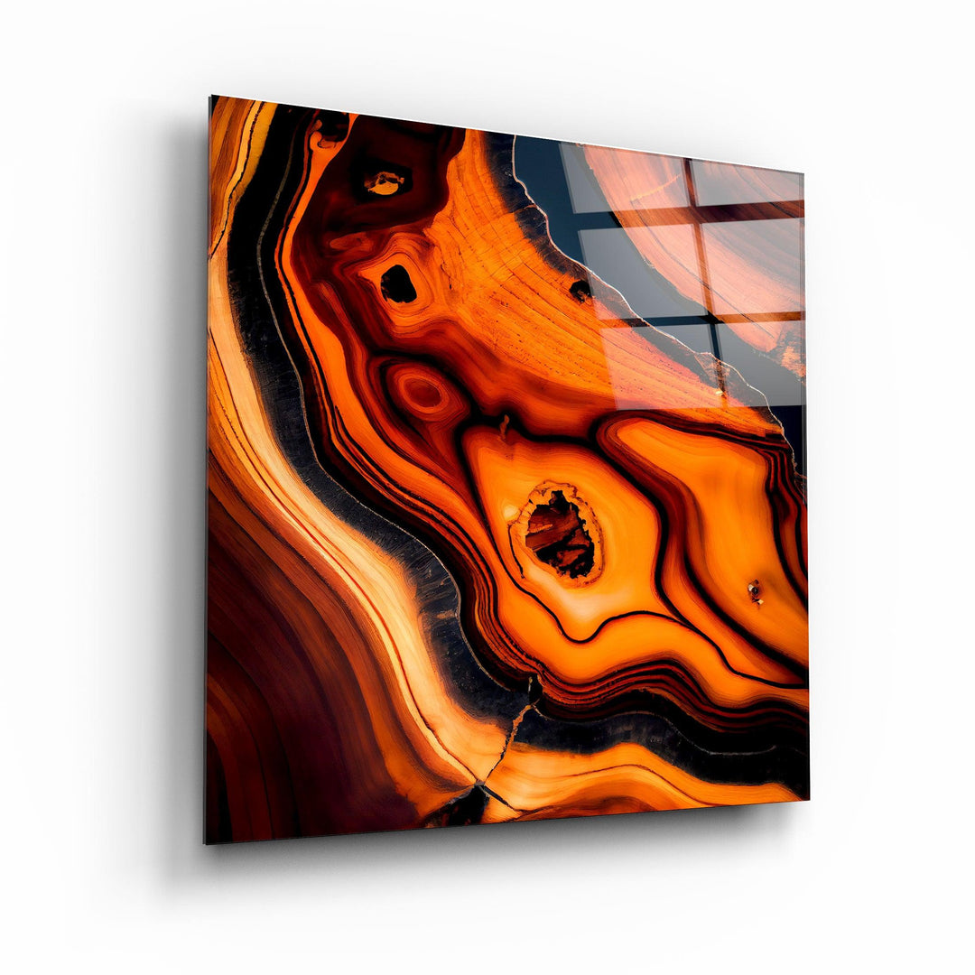 ."Heart of the Wood - Orange". Designer's Collection Glass the Wood Art - ArtDesigna Glass Printing Wall Art