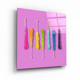 ."Sweet Sticks Retro". Contemporary Collection Glass Wall Art