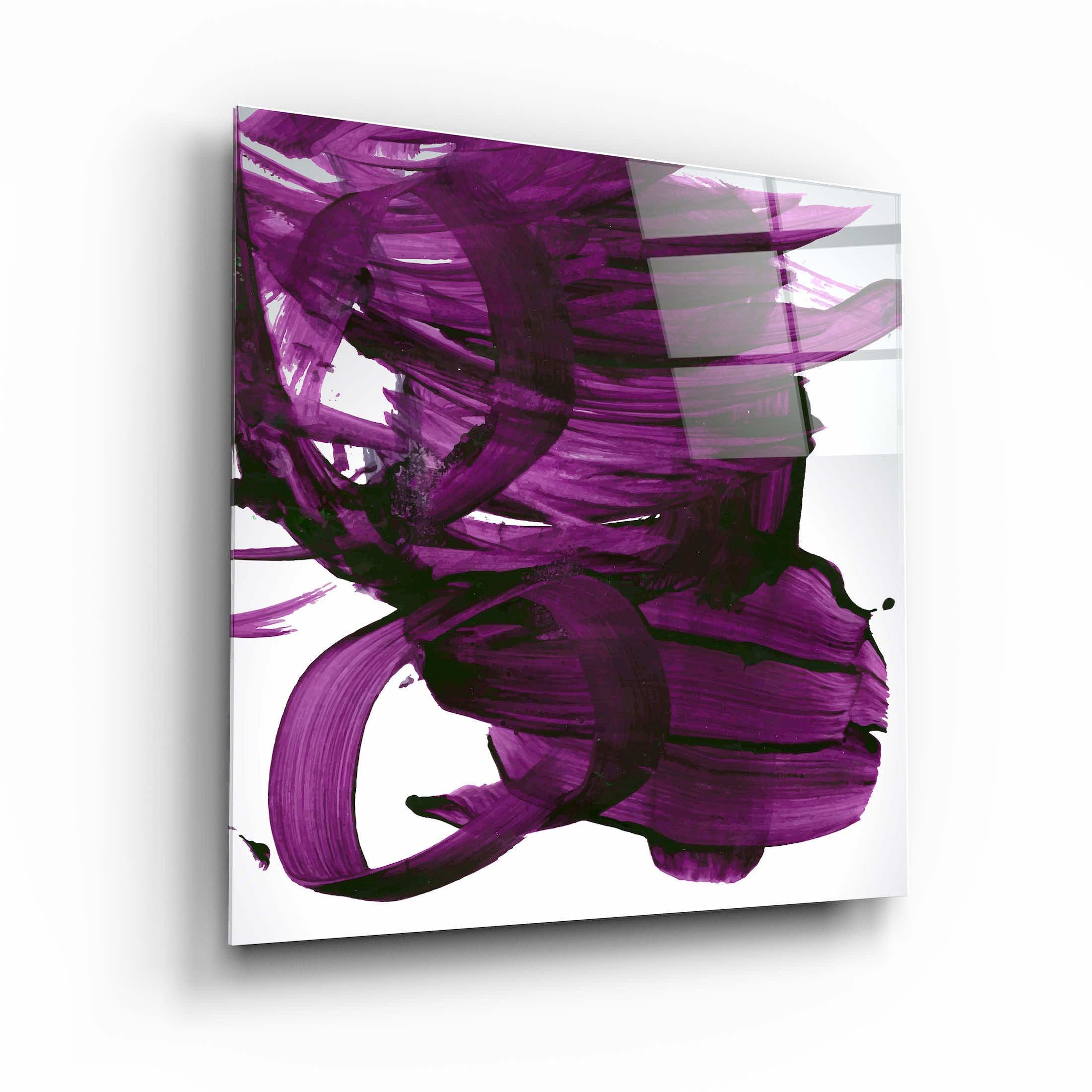 ."Purple Abstract Brush Strokes". Designer's Collection Glass Wall Art - ArtDesigna Glass Printing Wall Art