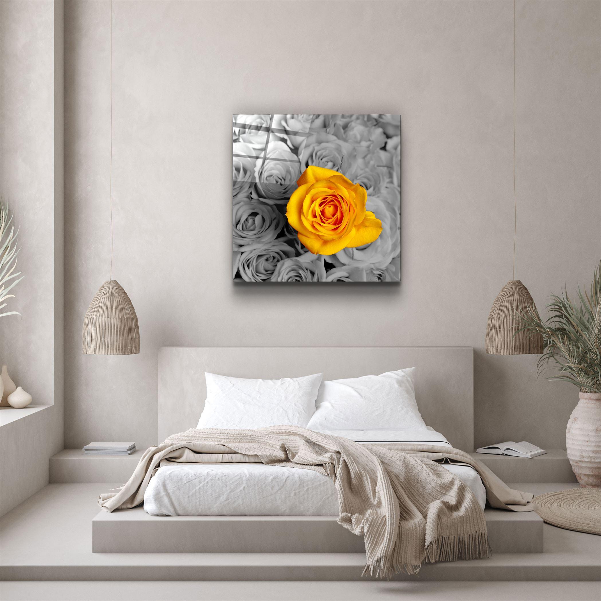 ・"Yellow Rose"・Glass Wall Art - ArtDesigna Glass Printing Wall Art