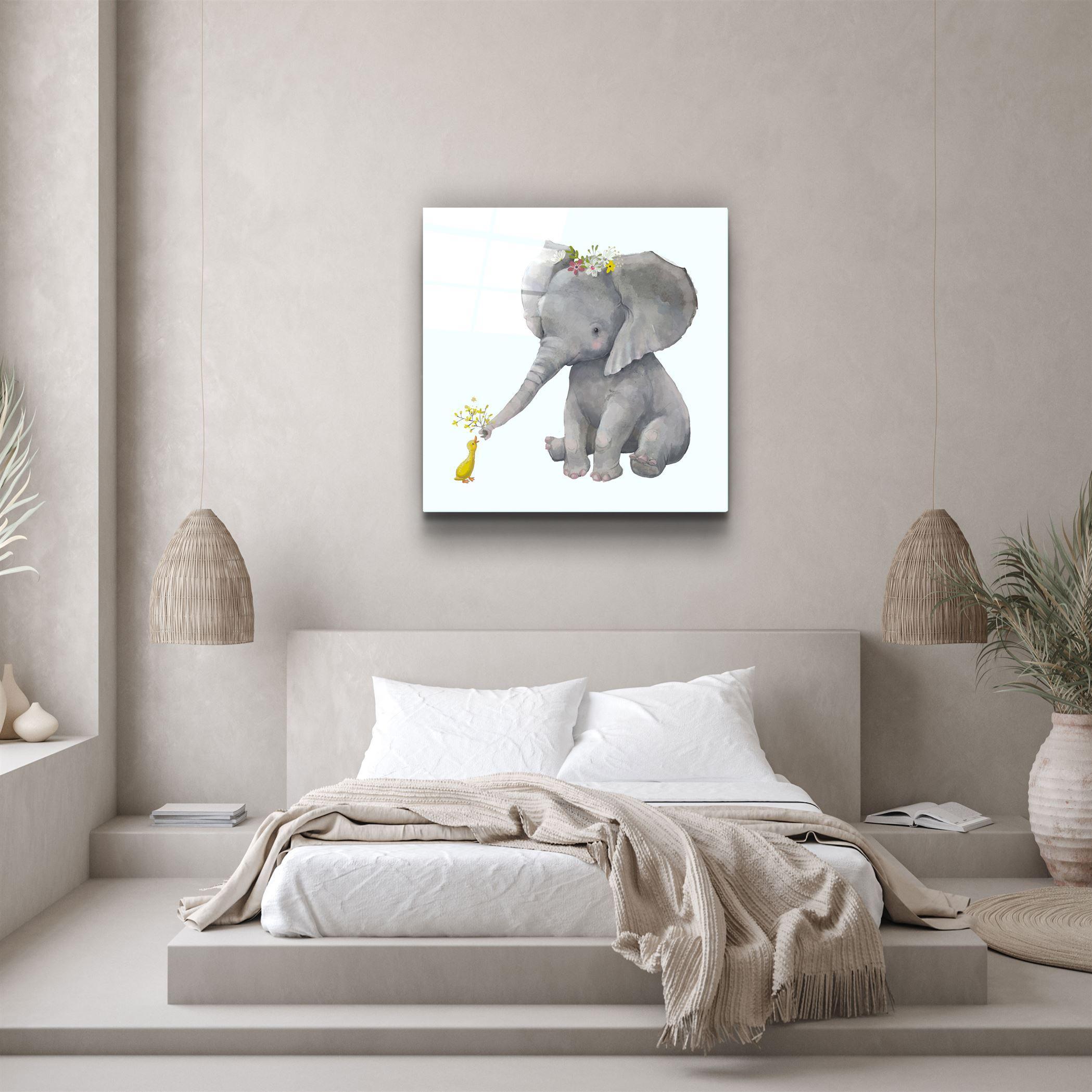 ・"Elephant and Duck"・Glass Wall Art - ArtDesigna Glass Printing Wall Art