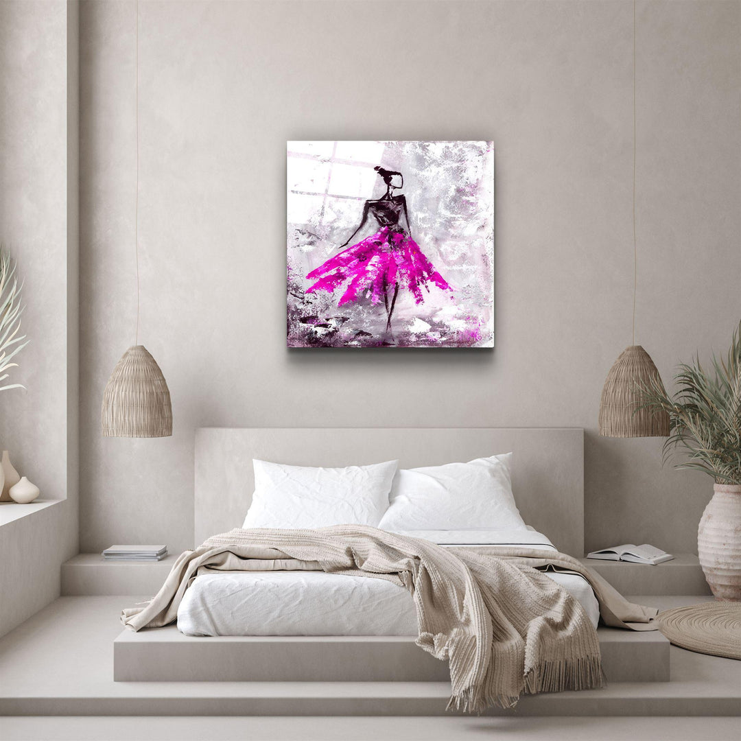 ・"Women (Pink)"・Glass Wall Art - ArtDesigna Glass Printing Wall Art
