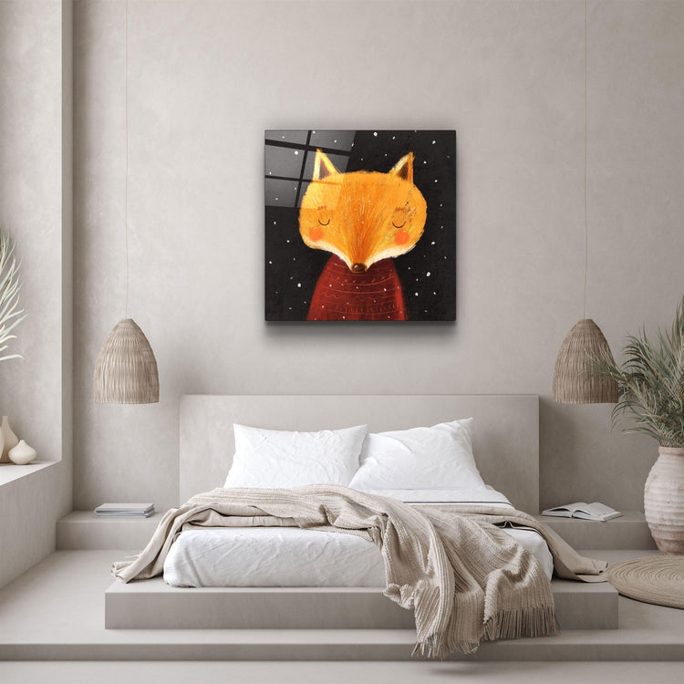 ・"Cute Fox"・Glass Wall Art - ArtDesigna Glass Printing Wall Art