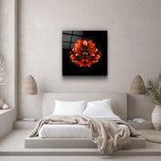 ・"Red Flower"・Glass Wall Art - ArtDesigna Glass Printing Wall Art