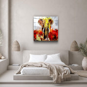 ・"Abstract Colorful Elephant"・Glass Wall Art - ArtDesigna Glass Printing Wall Art