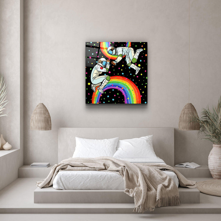 ・"Rainbow Astronauts"・Glass Wall Art - ArtDesigna Glass Printing Wall Art