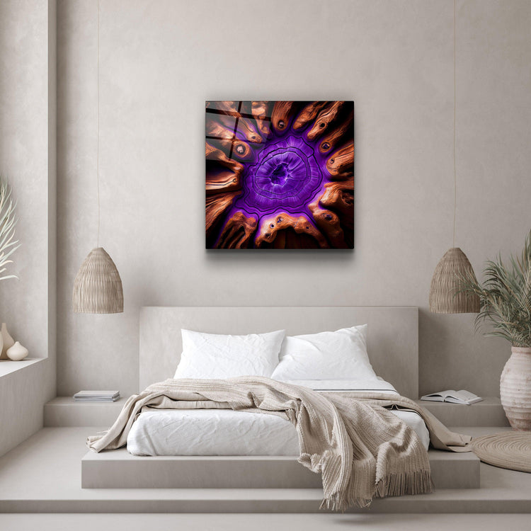 ."Heart of the Wood - Purple". Designer's Collection Glass the Wood Art - ArtDesigna Glass Printing Wall Art