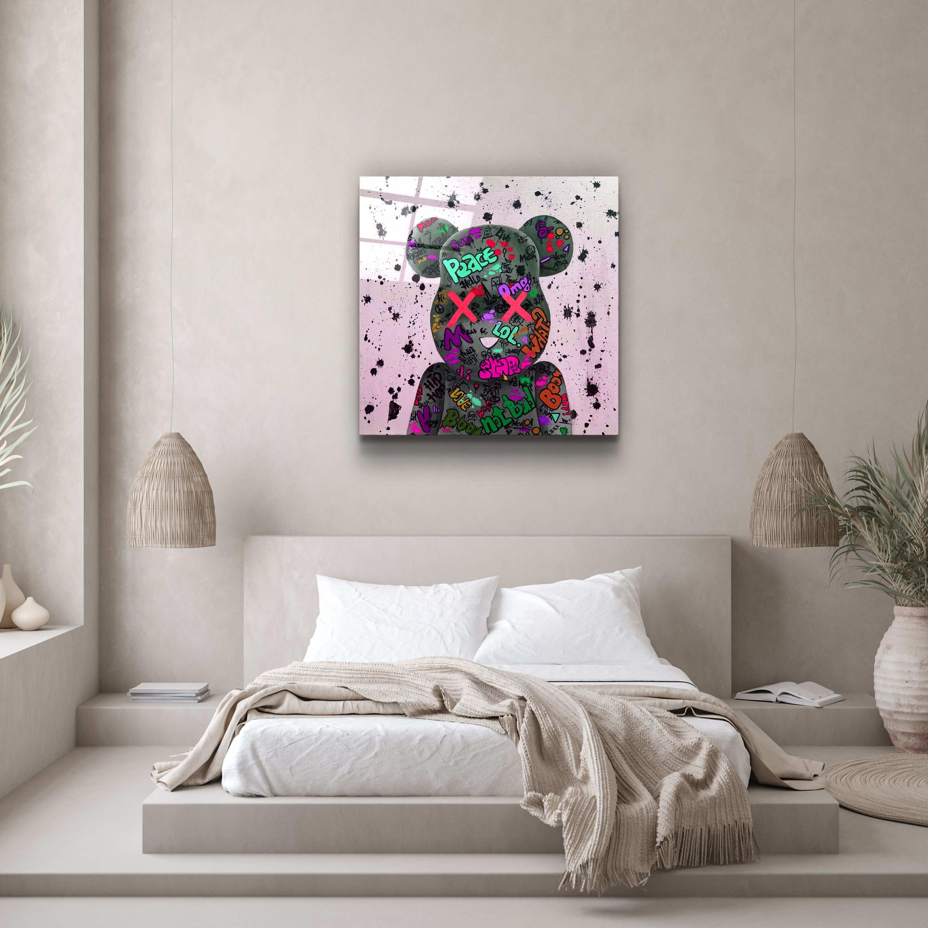 ."X Eyes Pink". Designer's Collection Glass Wall Art - ArtDesigna Glass Printing Wall Art