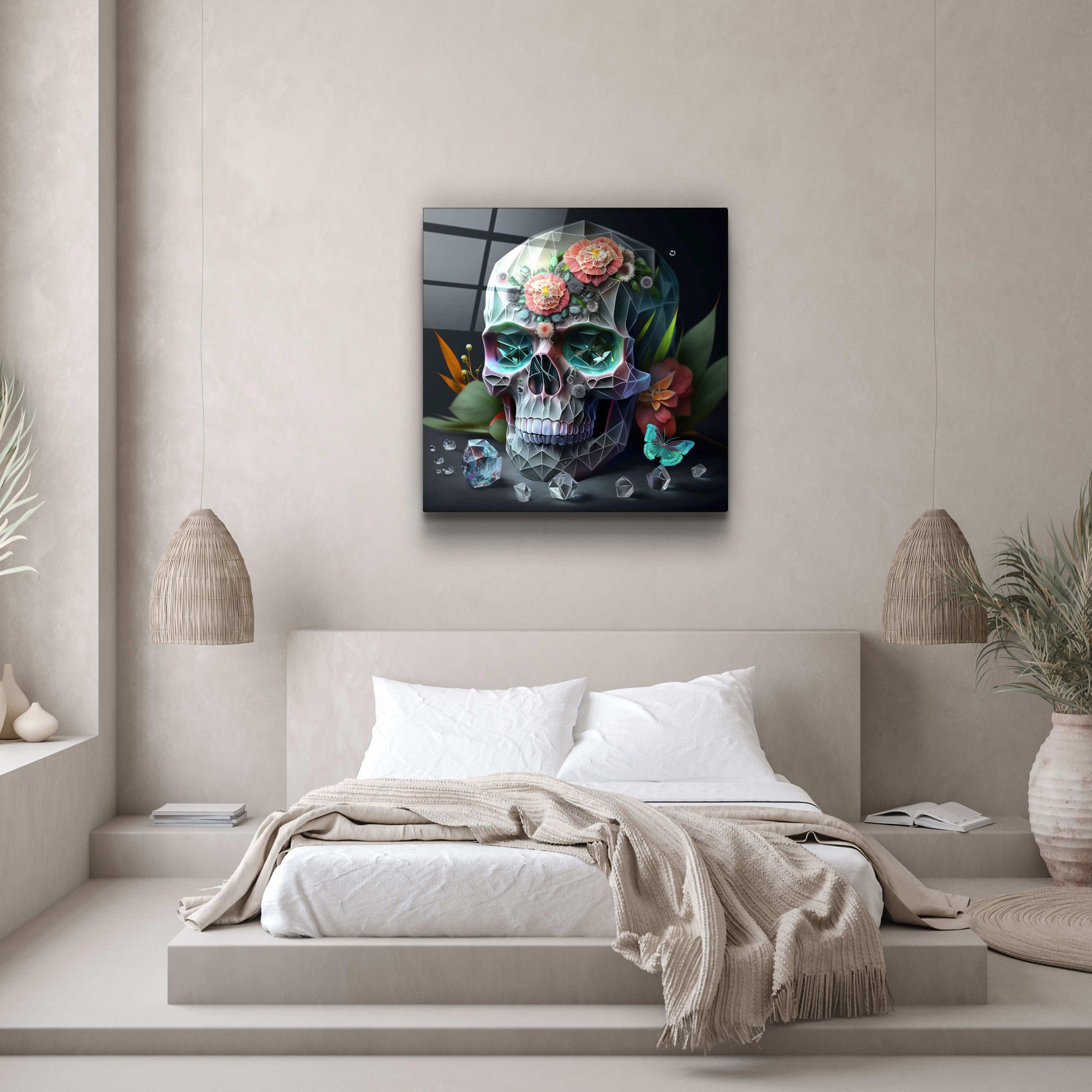 ."Diamond Skull". Secret World Collection Glass Wall Art - ArtDesigna Glass Printing Wall Art