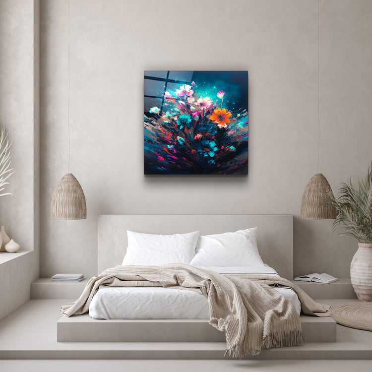 ."Oil Painting Flowers 2". Designers Collection Glass Wall Art - ArtDesigna Glass Printing Wall Art