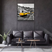 ・"Lisbon Yellow Tram"・Glass Wall Art - ArtDesigna Glass Printing Wall Art