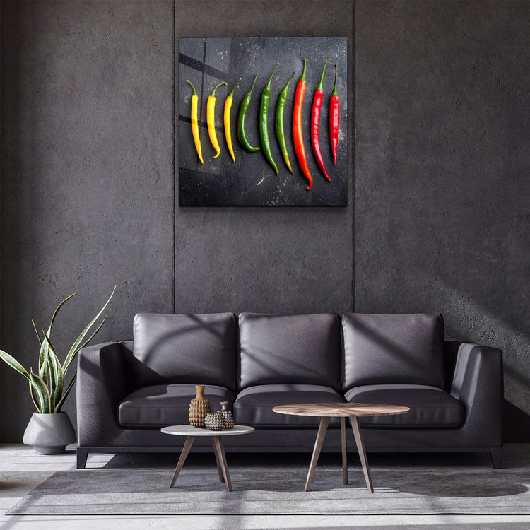 ・"Colorful Peppers"・Glass Wall Art - ArtDesigna Glass Printing Wall Art